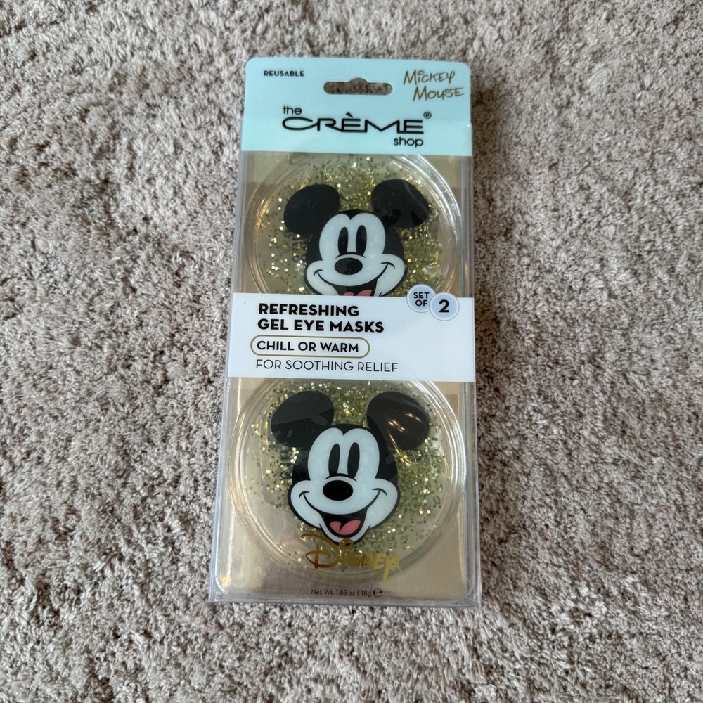 The Creme Shop Disney Mickey Mouse Refreshing Gel Eye Mask Set of 2 Gold Glitter
